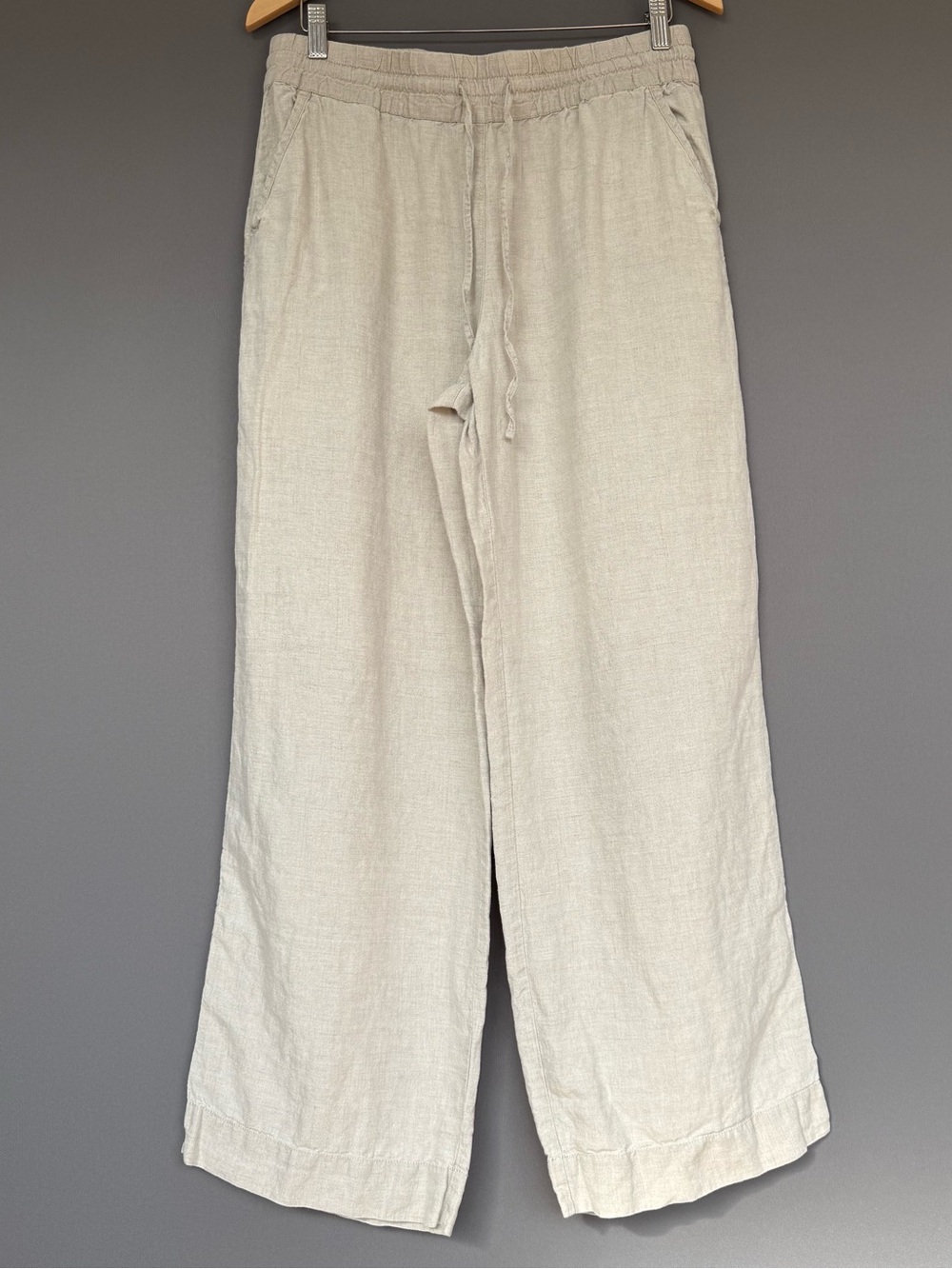 Tommy Bahama Two Palms 100% Linen Wide Leg Drawstring Pants Womens Natural M